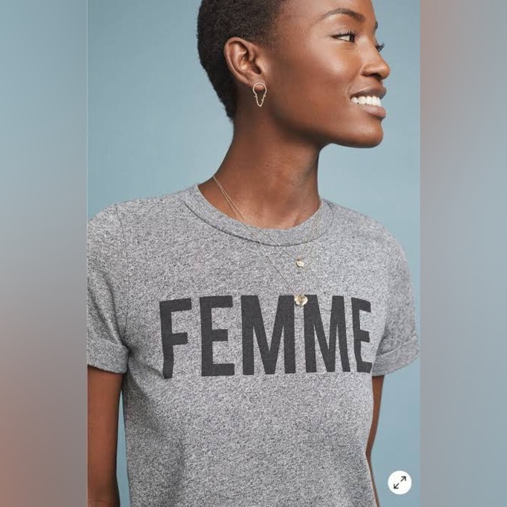 Sol Angeles x Anthropologie “Femme” Slub Cotton Graphic Tee | Large - Picture 1 of 5